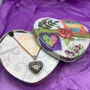 Brighton Silver Heart Pendant Necklace Love is a Hidden Treasure with tin